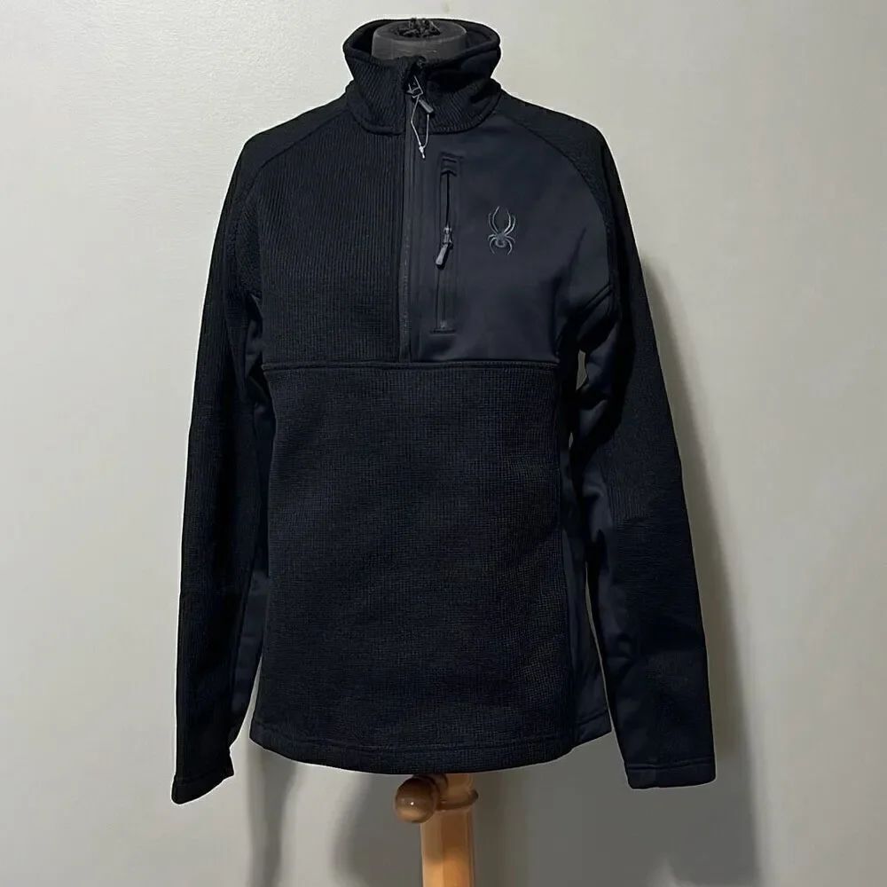Spyder Men's Black Spider Long Sleeve 1/4 Zip Pullover Jacket